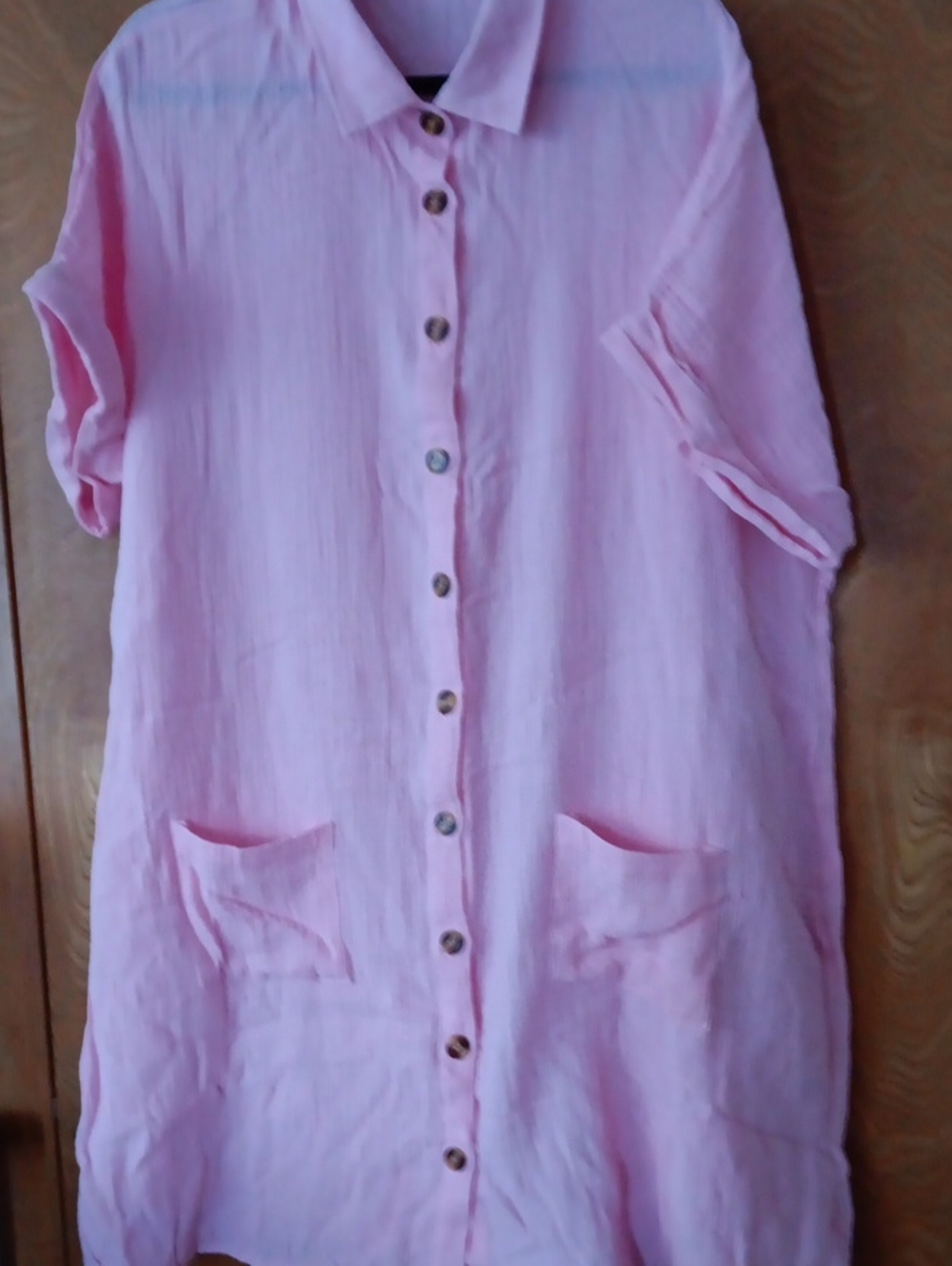 Light Pink Button-Up  Tunic Dress 3X Woman's